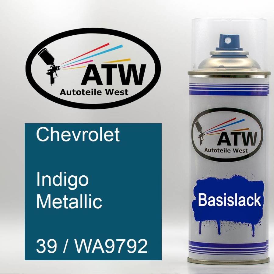 Chevrolet, Indigo Metallic, 39 / WA9792: 400ml Sprühdose, von ATW Autoteile West.